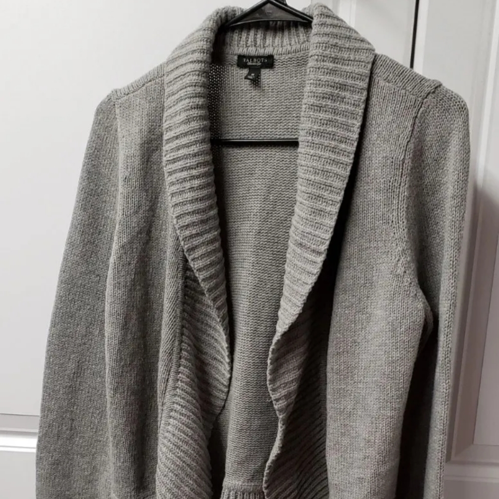 Talbots Women's Cardigan Sweater Size: Medium Lambswool Blend Open Front